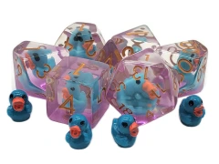 Old School 7 piece DnD RPG Dice Set: Duck - Teal